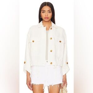 [BLANKNYC] Great Catch White Cotton Linen Utility Jacket M